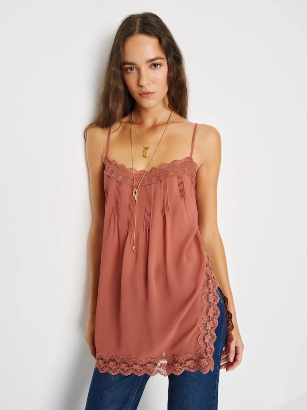NWT Reformation Bijou Sheer Top Rosewood Size 2